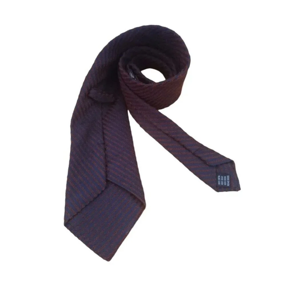 NAZARENO GABRIELLI Blue/Brown Striped Silk Tie ITALY 59